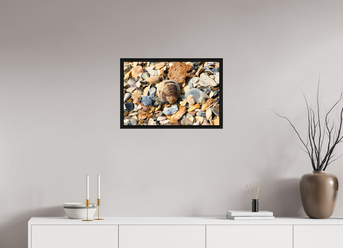 SEASHELL ON FLOATER FRAME