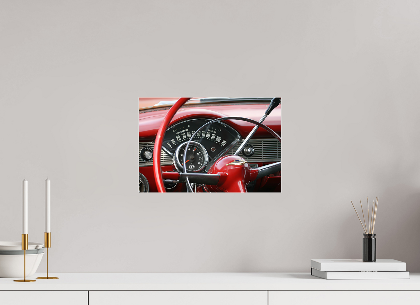 56 CHEVY ON PHOTO PRINT UNDER ACRYLIC GLASS