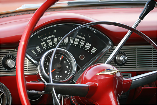 56 CHEVY ON PHOTO PRINT UNDER ACRYLIC GLASS